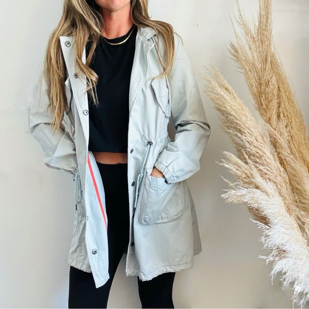 ANTHROPOLOGIE $278 Light Baby Blue Frozen Ocean Anorak Utility Jacket Coat S